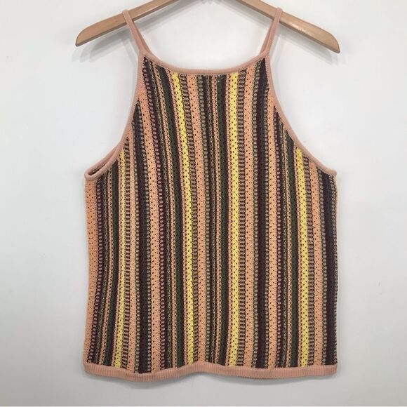 Madewell Janson Crochet Earth Tone Rainbow Stripe Tank Sweater Top - Picture 8 of 13